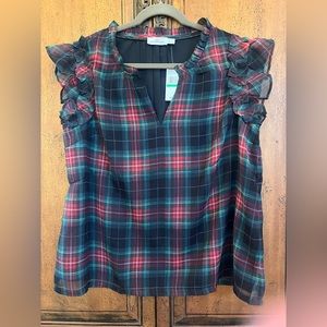 NWT VINEYARD VINES PLAID TOP SIZE L